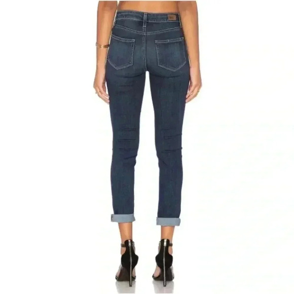 PAIGE Hoxton Crop Rollup Skinny Jeans, Dark Indigo, Size 29 - Picture 3 of 16